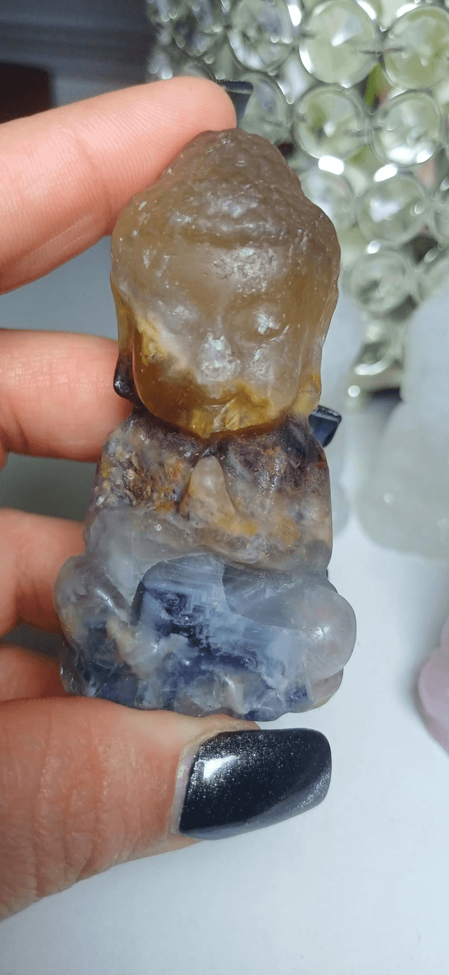Buddha Rose Quartz, Fluorite, Clear Quartz