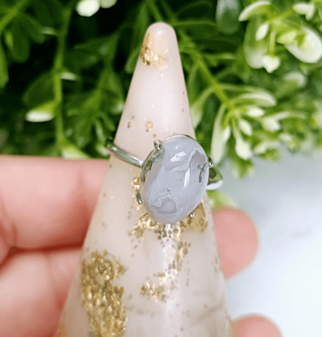 Moss Agate Adjustable Ring