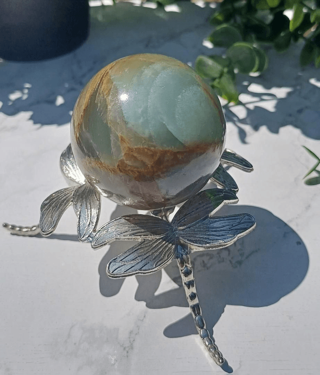 Lemurian Aquatine Calcite (Blue Onyx) Sphere