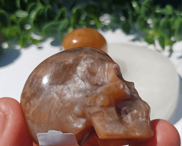 Peach Moonstone Skulls