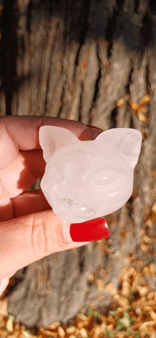 Rose Quartz Cat Head with Dendrite Inclusions