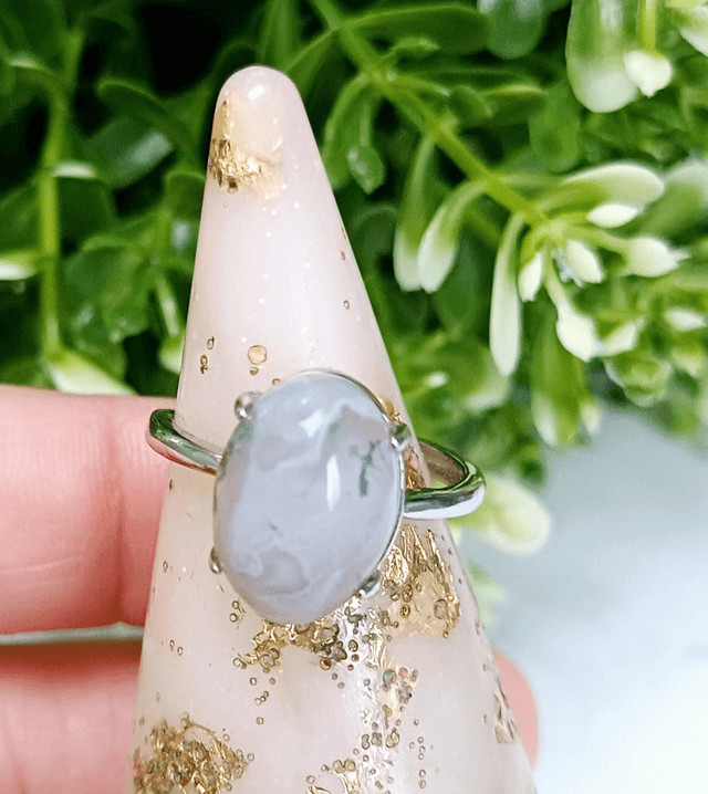 Moss Agate Adjustable Ring