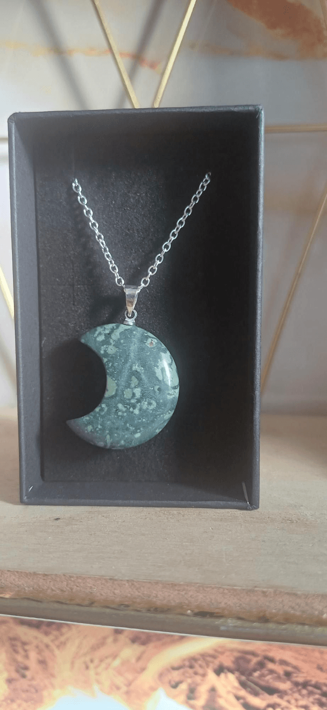 Crescent Moon Crystal Pendant on 18 inch silver-plated chain