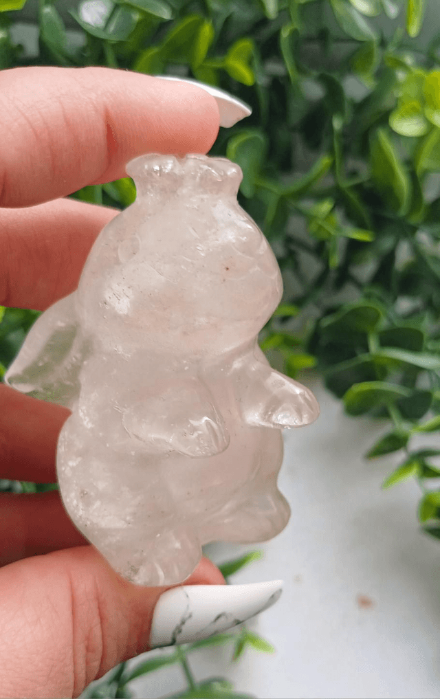 Clear Quartz moon facing Rabbit