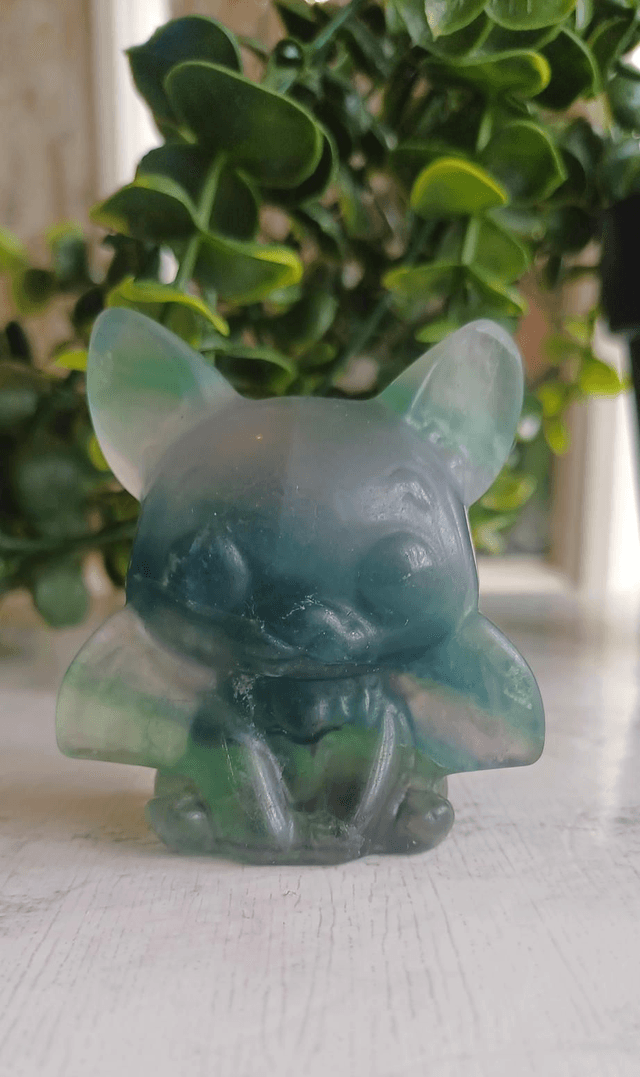 Green Fluorite Cute Bat Carving