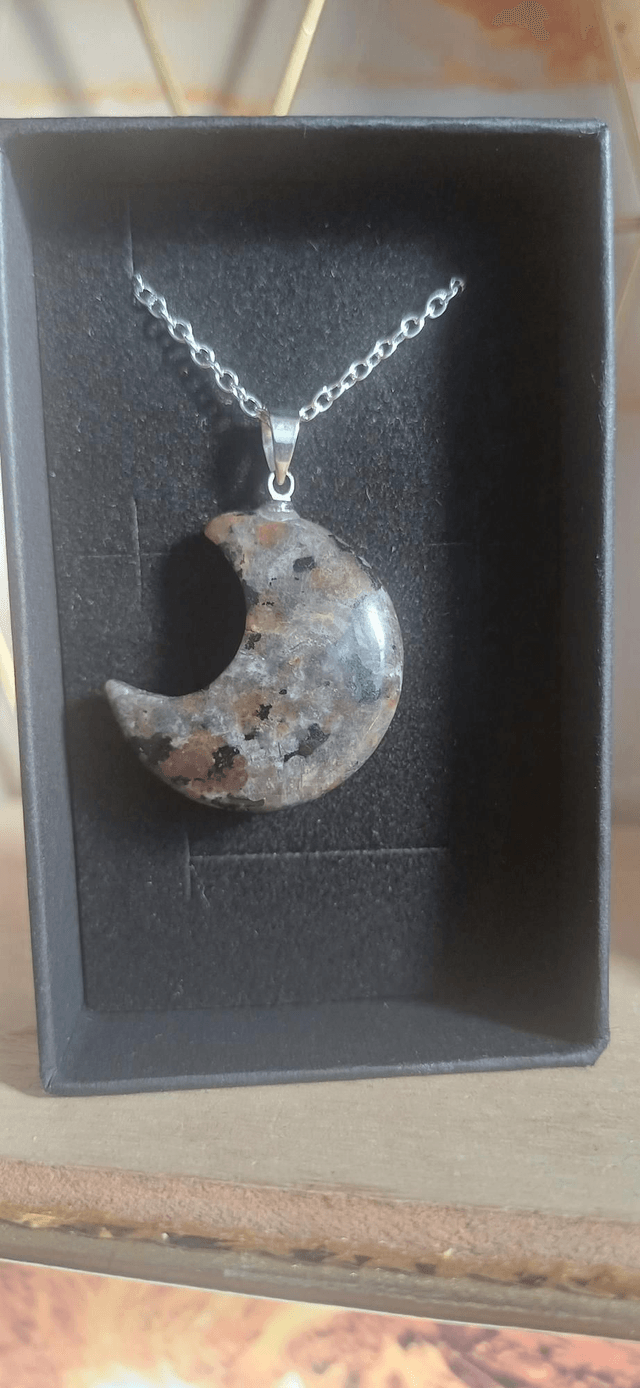 Crescent Moon Crystal Pendant on 18 inch silver-plated chain