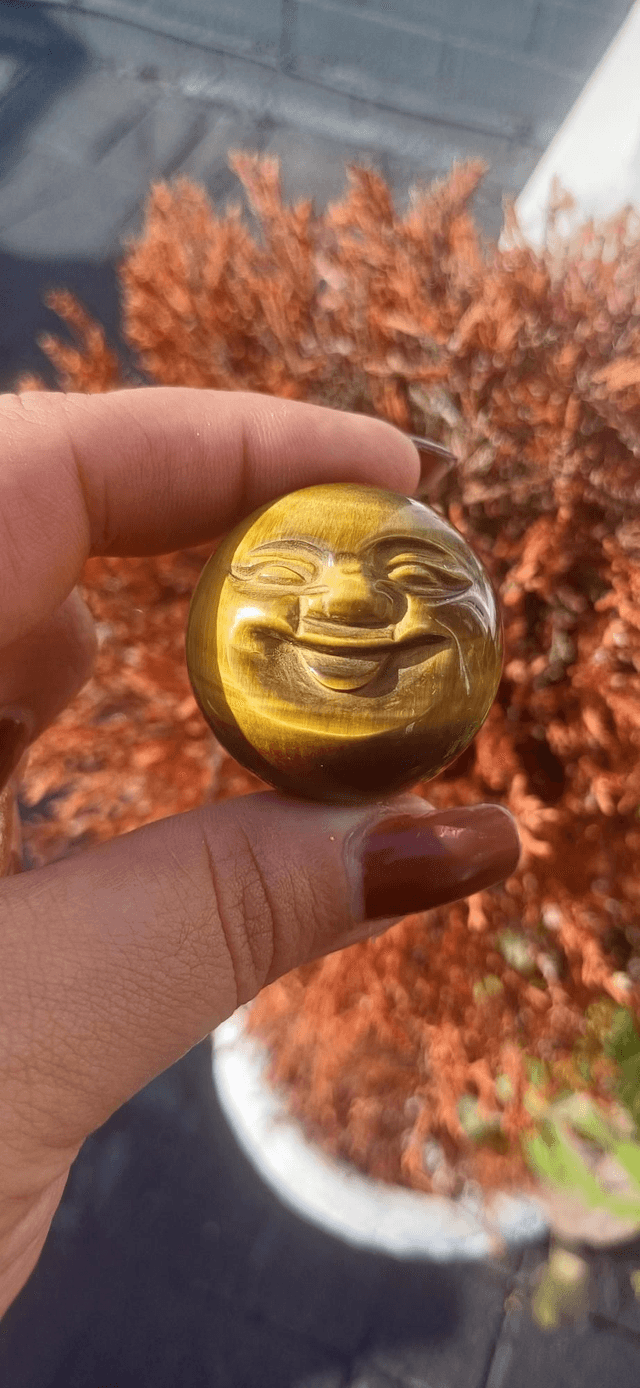 Tiger's Eye Moon Face Sphere 