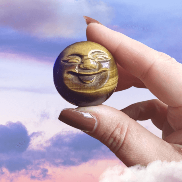 Tiger's Eye Moon Face Sphere 