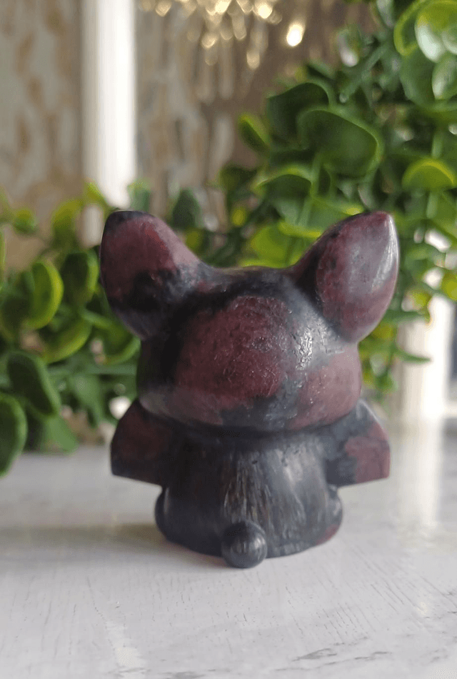 Garnet and Arfvedsonite Cute Bat Carving