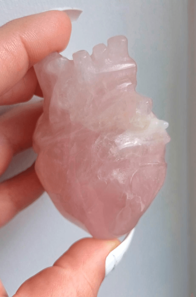 Rose Quartz Anatomical Heart