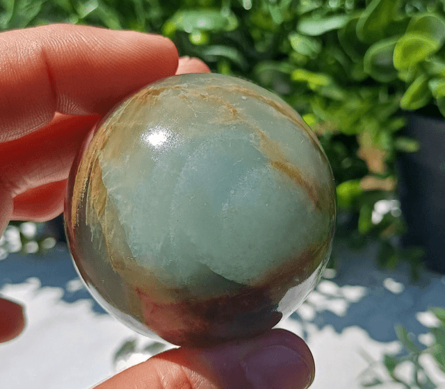 Lemurian Aquatine Calcite (Blue Onyx) Sphere