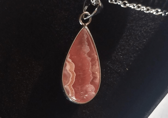 Rhodochrosite Necklace 925 silver Plated