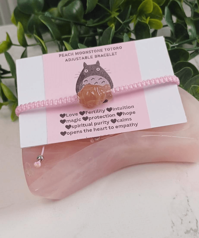 My Neigbor Totoro Peach Moonstone Adjustable Bracelet