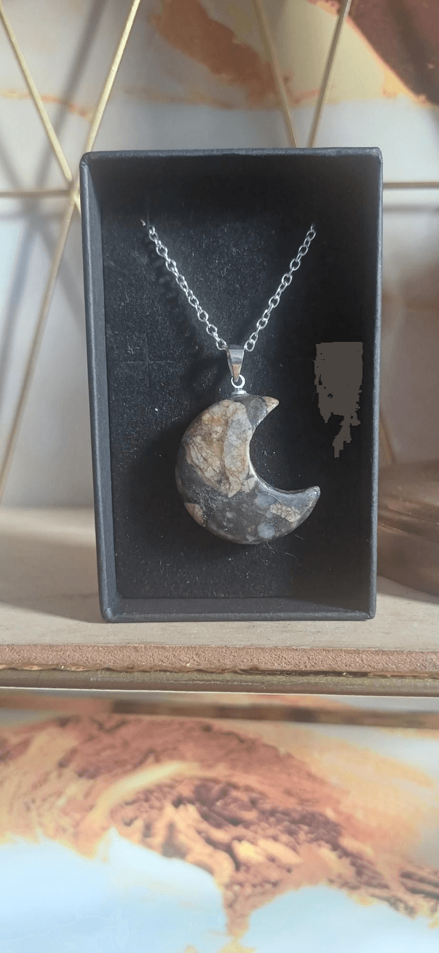 Crescent Moon Crystal Pendant on 18 inch silver-plated chain