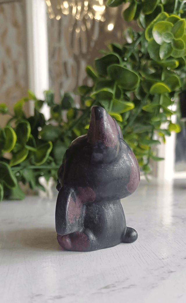 Garnet and Arfvedsonite Cute Bat Carving
