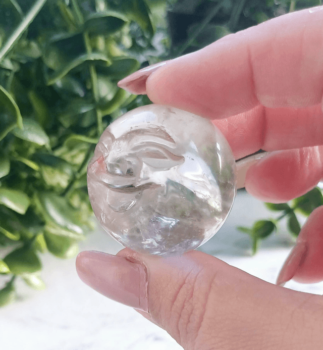 Clear Quartz Smiling Moon Sphere