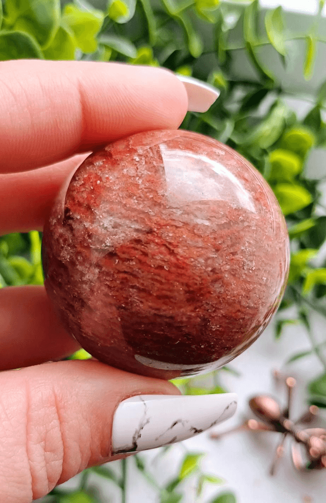 Red Thousand Layer Quartz Sphere 128g