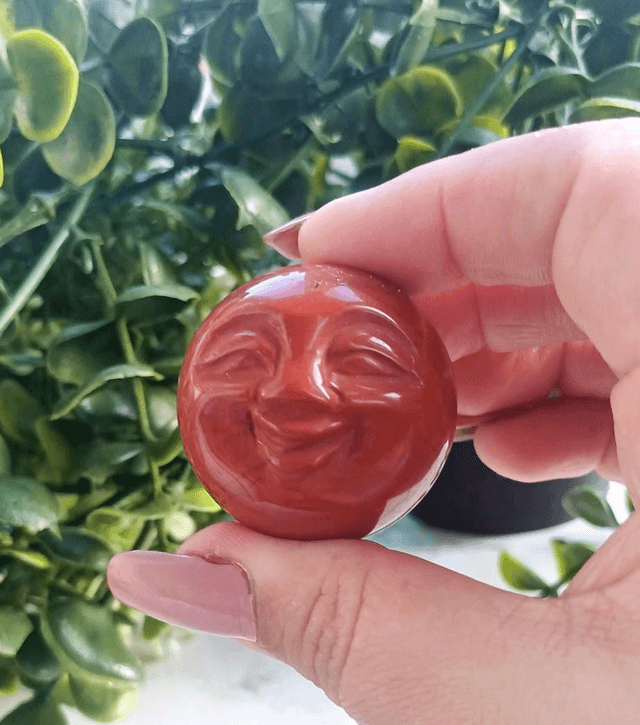 Red Jasper Smiling Moon Sphere