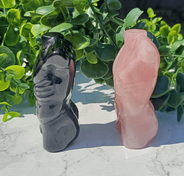 Golden Sheen Obsidian and Rose Quartz Male Body