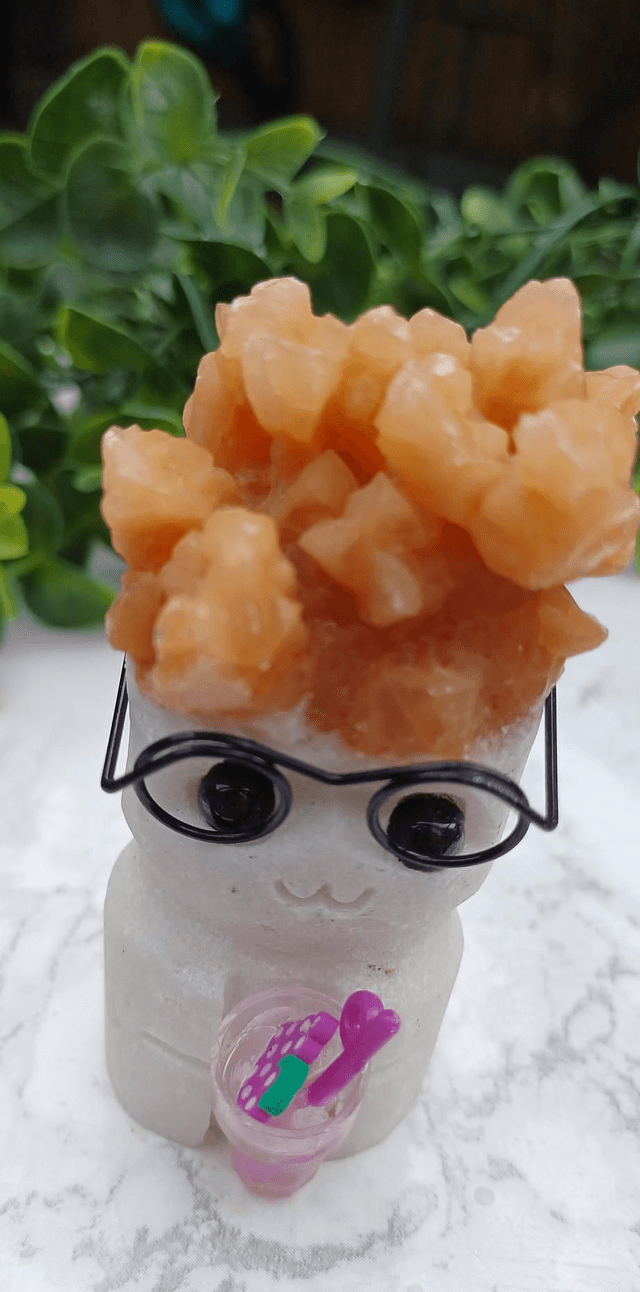 Crystal Critter Ron. Dogtooth Orange Calcite