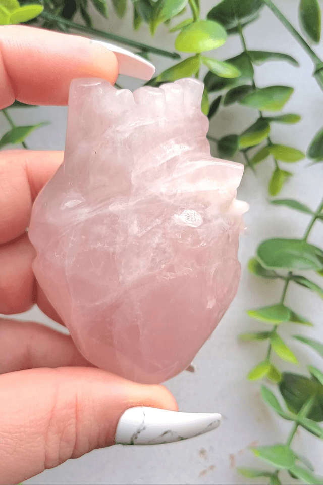 Rose Quartz Anatomical Heart