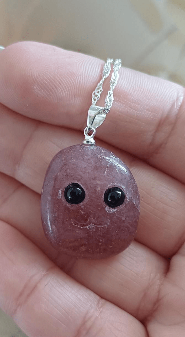 Tutti. Strawberry Quartz Crystal Critter Necklace 