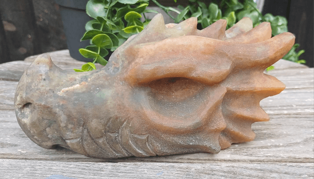 Large Moss Agate Dragon Head (1.445kg)