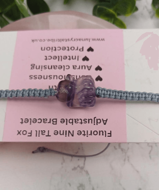 Fluorite 9 Tail Fox Adjustable Bracelet 