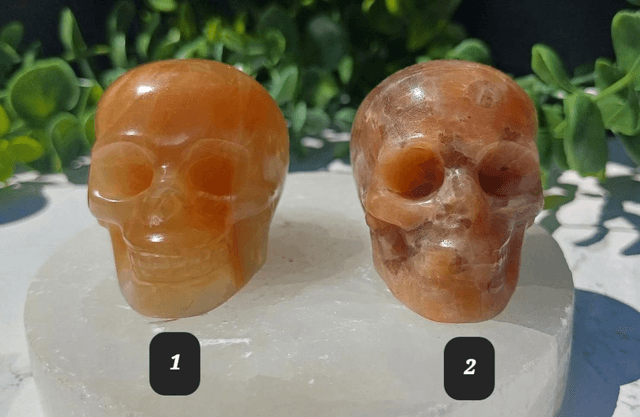 Peach Moonstone Skulls