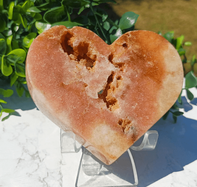 Pink Amethyst Heart with Citrine