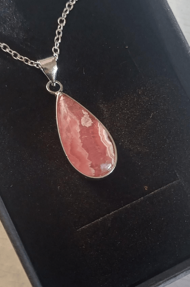 Rhodochrosite Necklace 925 silver Plated