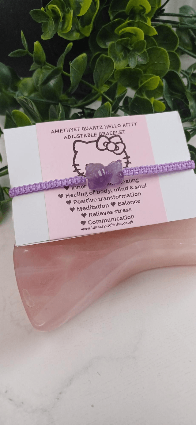 Amethyst Hello Kitty Adjustable Bracelet