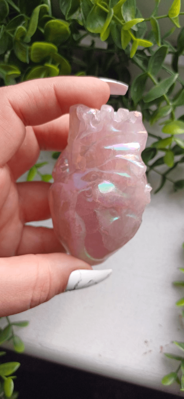 Aura Rose Quartz Anatomical Heart