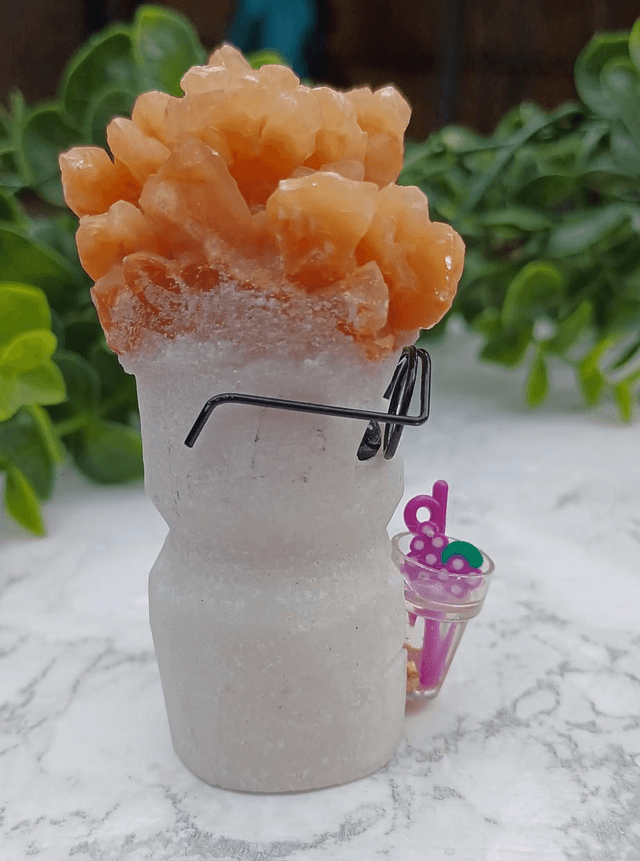 Crystal Critter Ron. Dogtooth Orange Calcite