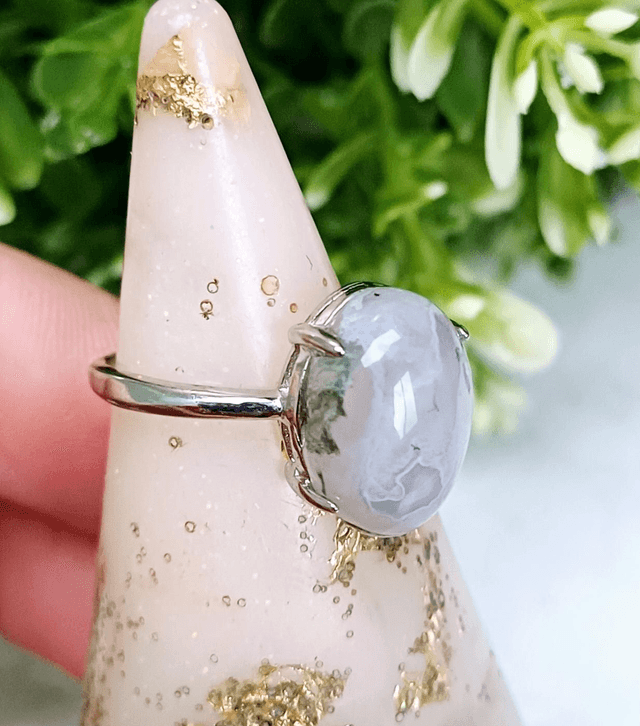 Moss Agate Adjustable Ring