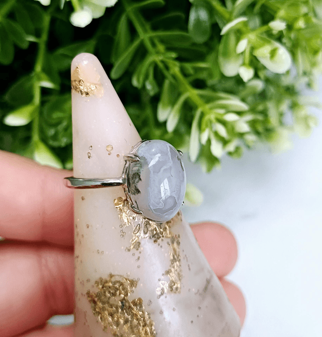 Moss Agate Adjustable Ring