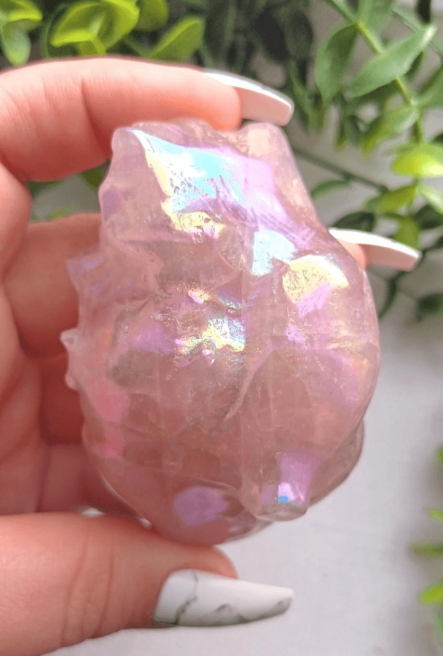 Aura Rose Quartz Anatomical Heart