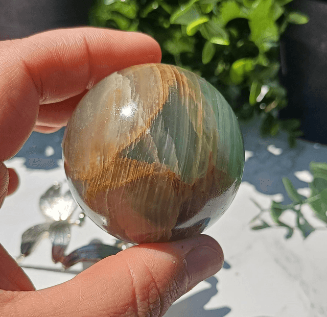 Lemurian Aquatine Calcite (Blue Onyx) Sphere