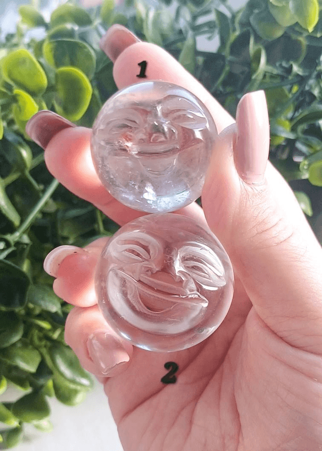 Clear Quartz Smiling Moon Sphere