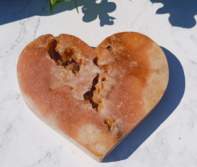 Pink Amethyst Heart with Citrine