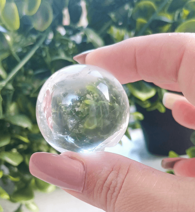 Clear Quartz Smiling Moon Sphere