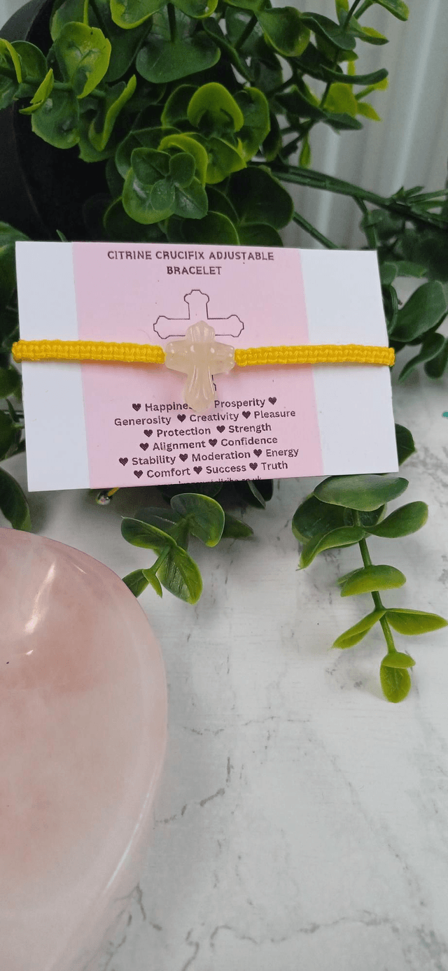 Citrine Cross Adjustable Bracelet 