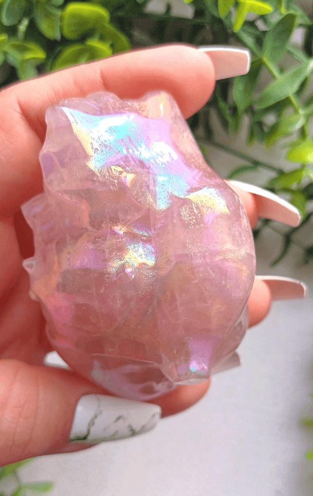 Aura Rose Quartz Anatomical Heart