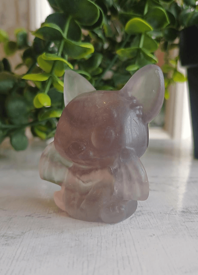 Light Purple Fluorite Cute Bat Carving