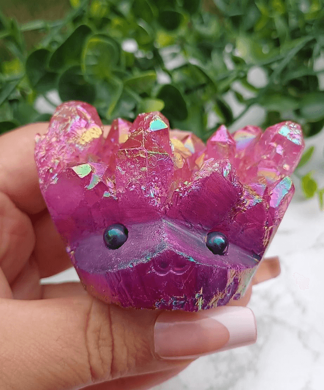 Crystal Critter Roseberry. Aura Clear Quartz
