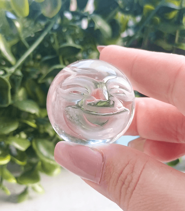 Clear Quartz Smiling Moon Sphere