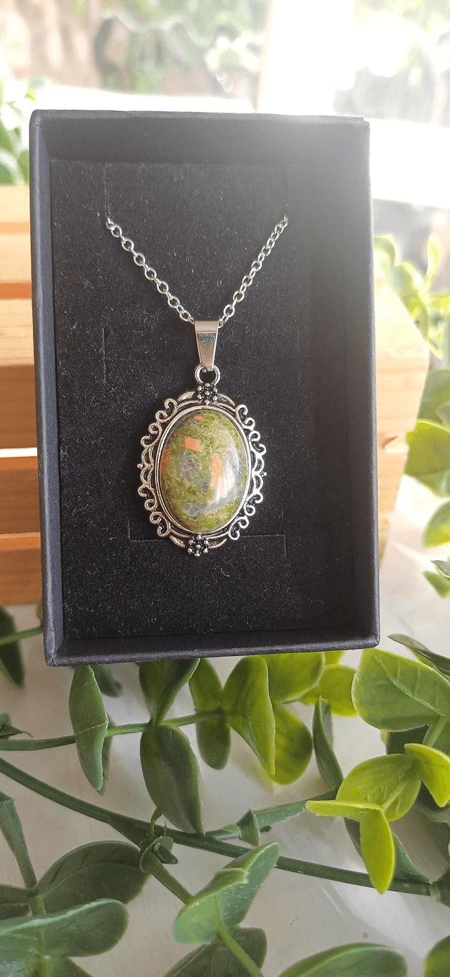 Unakite Pendant with 925 silver chain