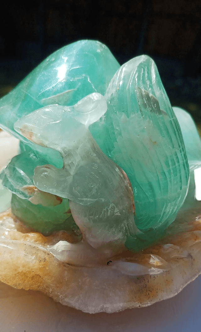 Fluorite Squirrel with Mushroom