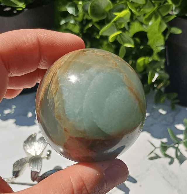 Lemurian Aquatine Calcite (Blue Onyx) Sphere