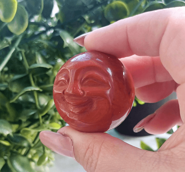 Red Jasper Smiling Moon Sphere